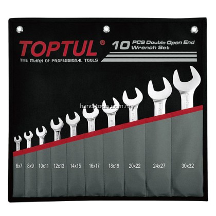 TOPTUL GPCJ1001 10PCS Double Open End Wrench Set - POUCH BAG - BLACK